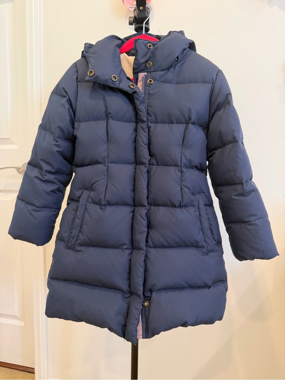 Crewcuts Girls Navy Quilted Puffer Coat with Hood